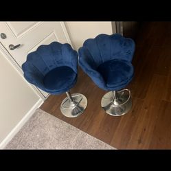 Blue Velvet Bar Stools 