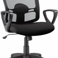 Office Chair Mesh Mid-Back Swivel & Tilt Desk Chair – Black (Fully Cleaned)  Description: This black mesh mid-back office chair is in very good overal
