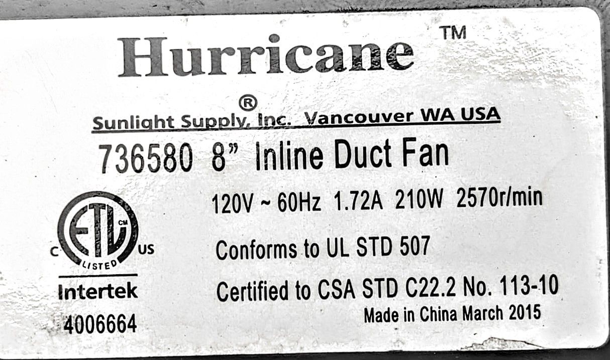 Three 8in Inline Duct Fans