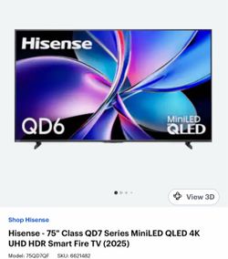 Hisense 75" QD6 MiniLED QLED 4K Smart TV