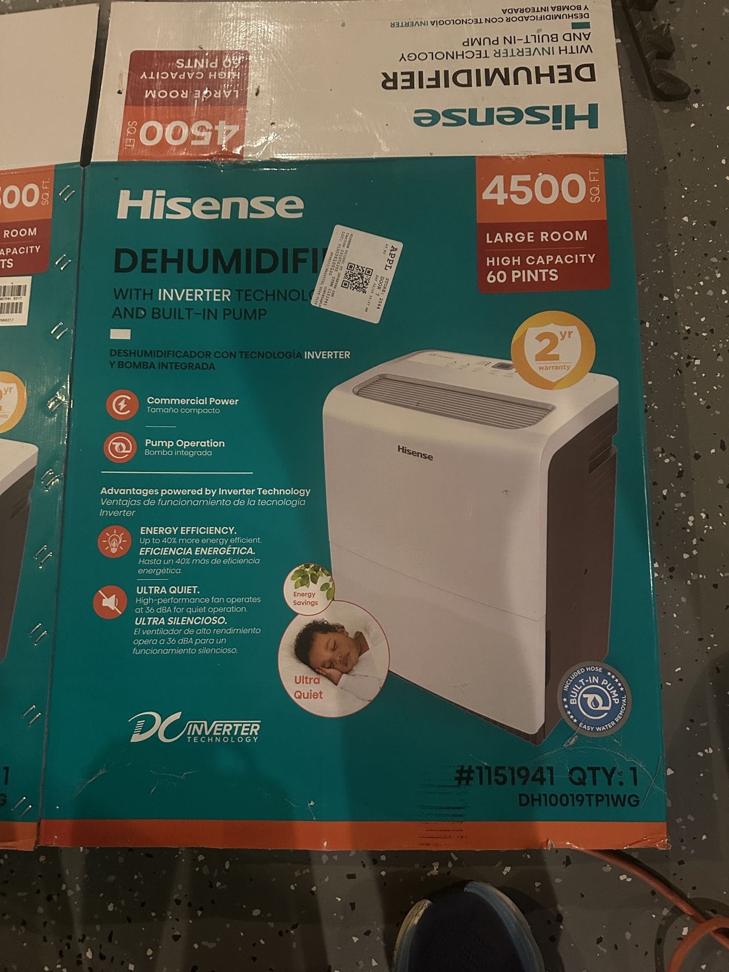 Hisense 4500 Sq. Ft. Dehumidifier with Built-in Pump –