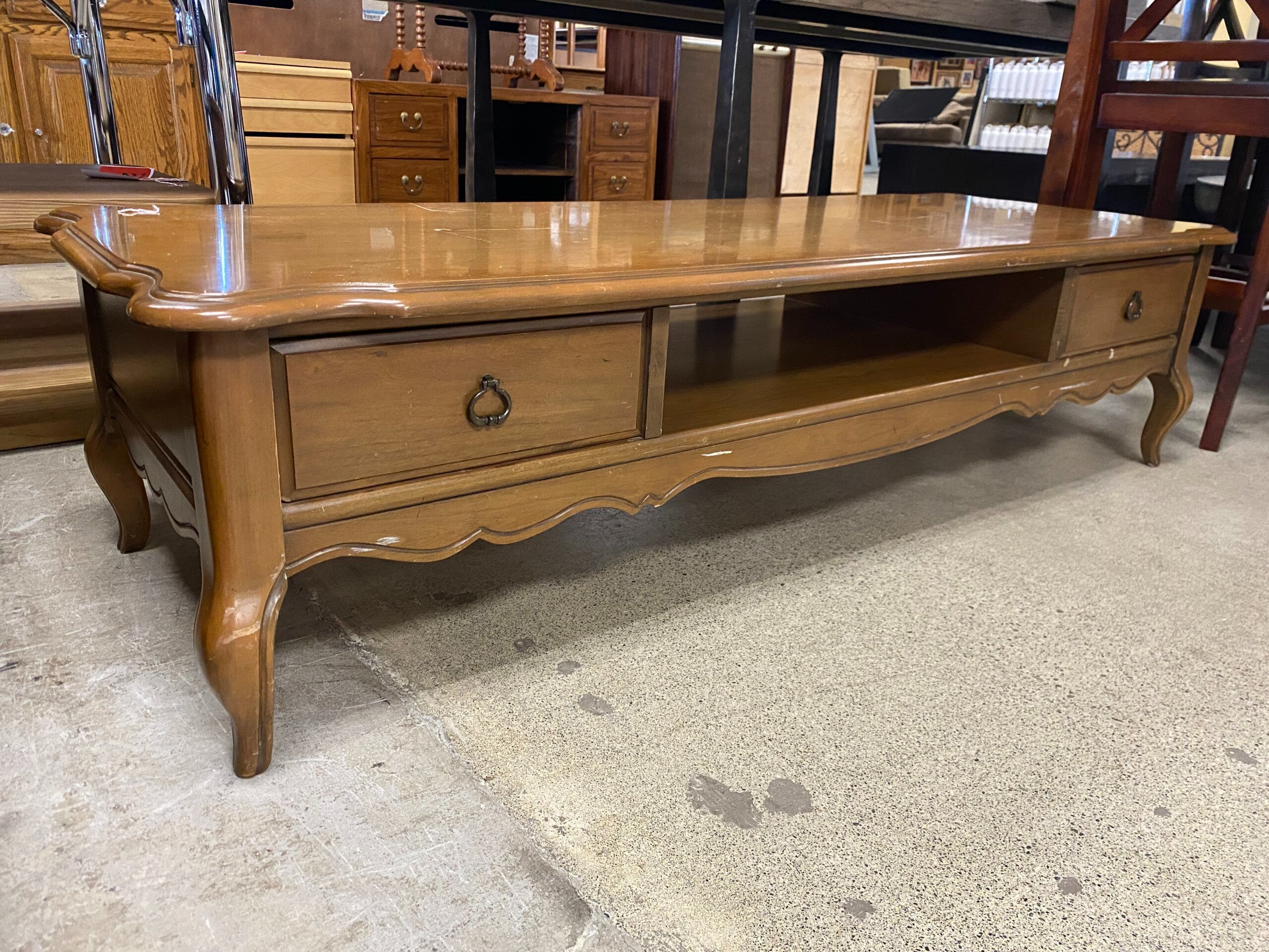 Solid Wood 2-Drawer Console Table