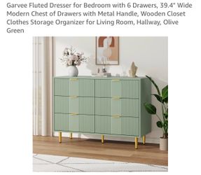 Fluted Dresser for Bedroom with 6 Drawers