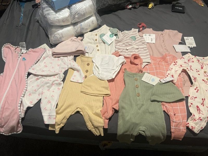 Brand New Newborn Clothes and Diapers!! FOR A LOW LOW PRICE!!!