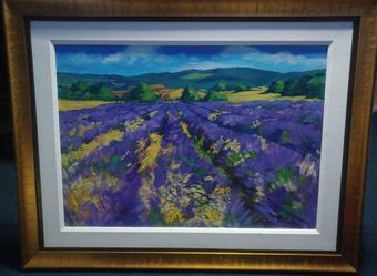 OOAK Original Oil on Linen Painting “Lavender Fields” Signed by Maria Bertran