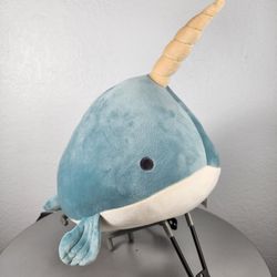 15" Livheart Blue Grey Narwhal Whale Plush