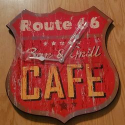 Route 66 Bar And Grille Cafe Clock..14 X14  LargeBrand New!