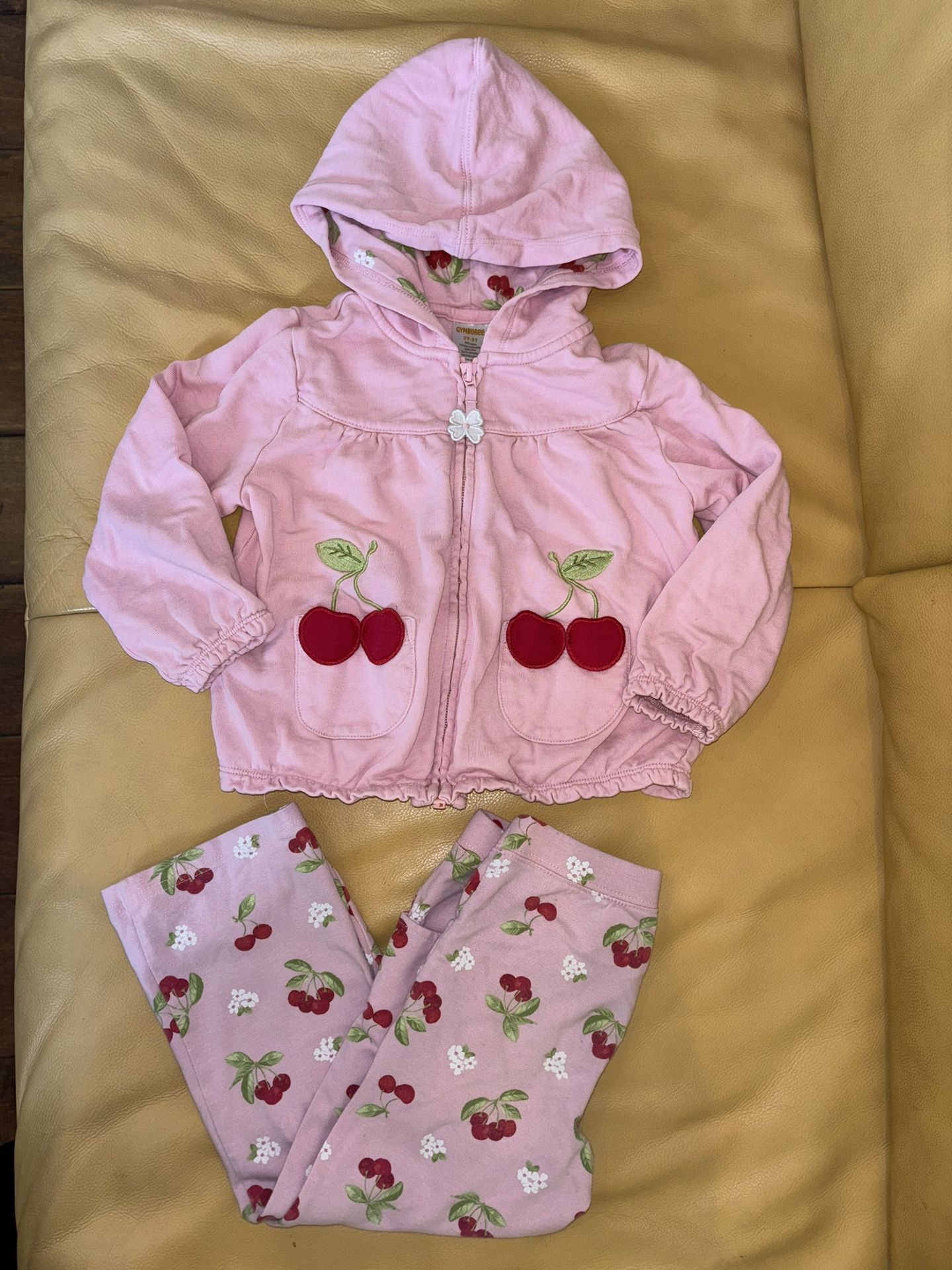 Gymboree Girls 2t 3t Cherry Cute Hoodie Play Condition Leggings Pants 2012 Pink