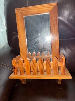 All wood handmade shelf with mirror Reduced to $20// $25