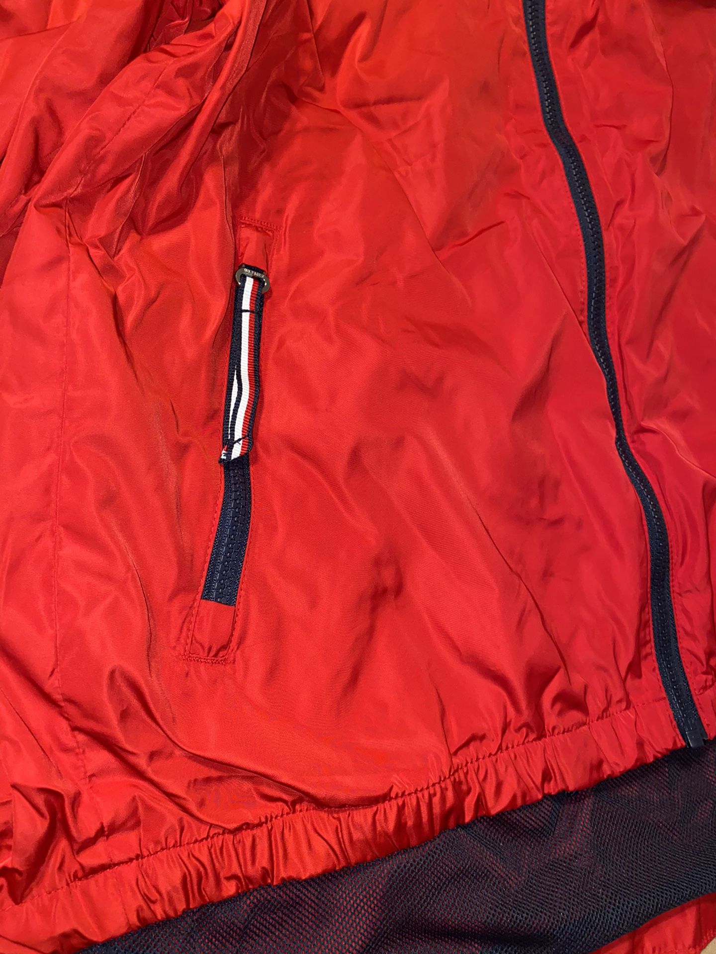 Tommy Hilfiger Ladies' Windbreaker Hoodie Jacket, Red, Large - NEW
