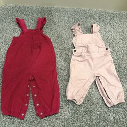 Set of 2 Baby Overalls - Pink and Magentae