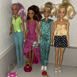 4 Barbie Dolls