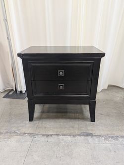 Transitional Two-Drawer Nightstand in Black Wood