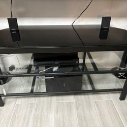 Black And Clear Glass TV Stand 