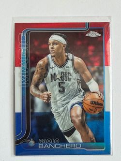 2025-26 Topps Chrome Paolo Banchero Red White And Blue Refractor Orlando Magic