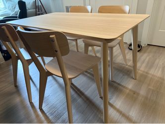 Table and 4 chairs, ash veneer from IKEA