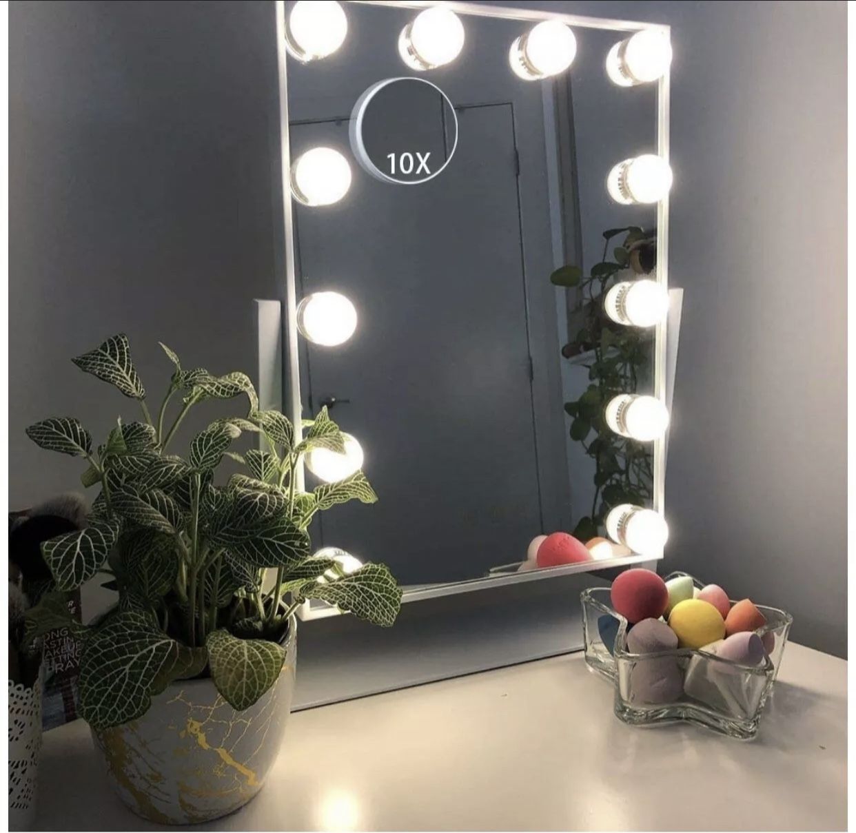 Hansong Hollywood Mirror with Light, Lighted Vanity Makeup Mirror, 12 Bulb