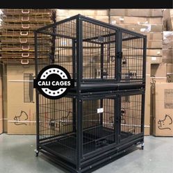 Double stacked dog pet cage kennel size 43 with divider and feeding bowls new in box 📦