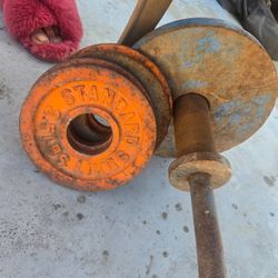 Standard 2.5 lb Cast Iron Weight Plates with Bar