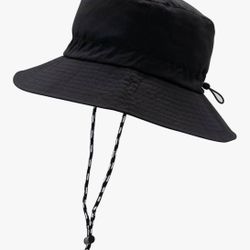 Waterproof Bucket Hat with String - Packable Safari Hat Women Men UV Protection Summer Fishing Hat Beach Walking. Size: 7-8