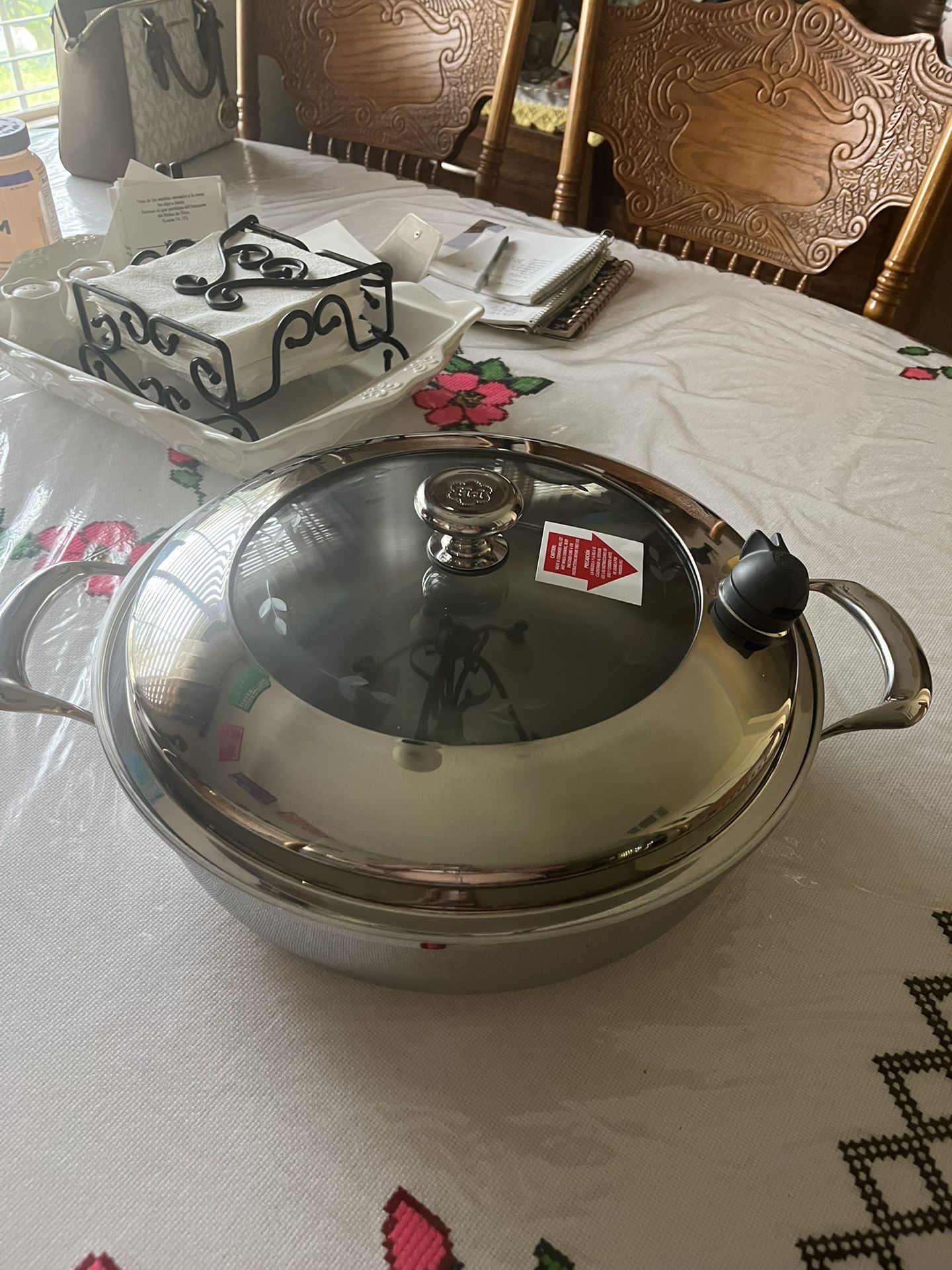 Cacerola Ancha De 6 Qt De Acero Inoxidable 5 Ply Vida Sana