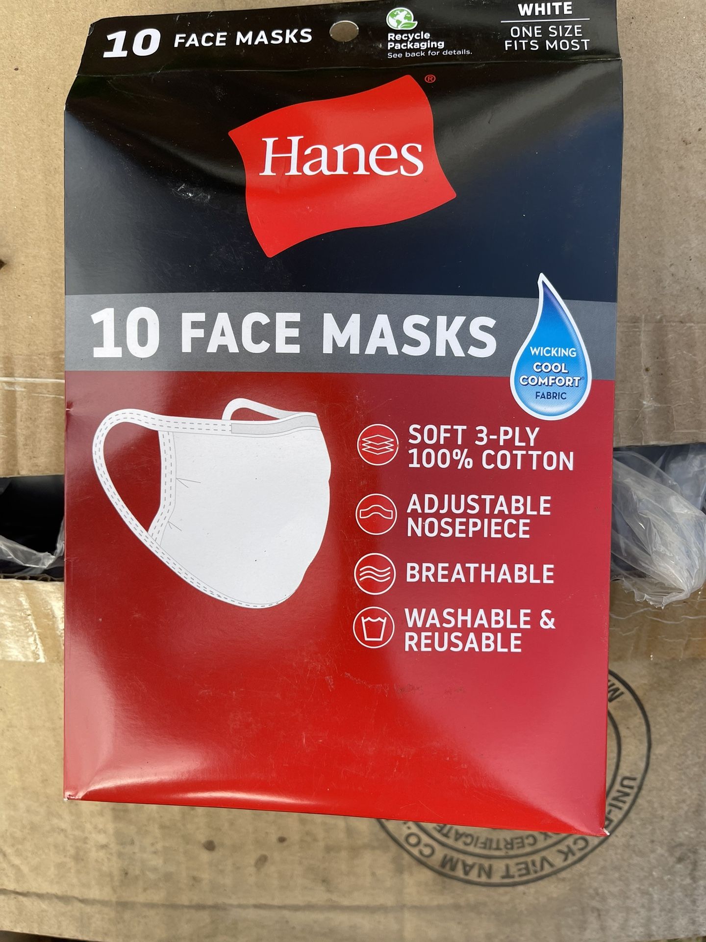 Hanes 10 Pack Face Masks 8 Dollars Per Pack