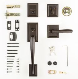 Bronze Single-Cylinder Deadbolt and Keyed Entry Door Handleset ft. SmartKey Security