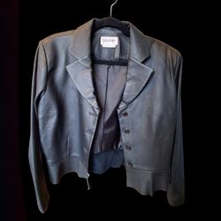 Women's Leather Ruffle Jacket M size