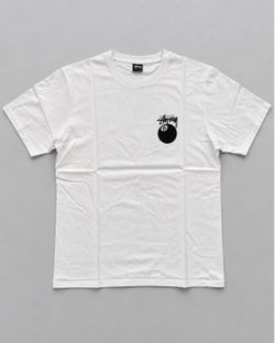 White Stussy 8ball Tee