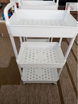 3-Tier Plastic Rolling Utility Cart with Handle