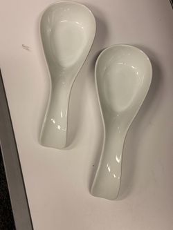 Yedio White Ceramic Spoon Rests Set of 2