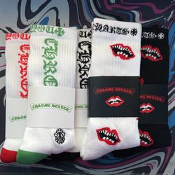 Chrome Socks Black And White Red Lips and Multi Color