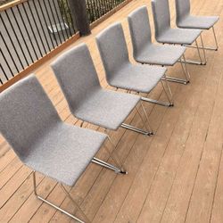 Ikea Dining Chairs, Gray, Upholstered, Chrome, Set Of 6 ($85 Per Chair)
