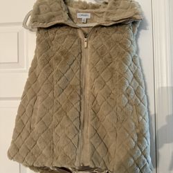 Faux Fur Beige Vest Size Large 