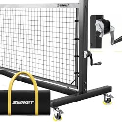 Pro Pickleball Net with Wheels, Hand Crank Tension System, 22ft Tournament IFP Regulation Size, Heavy Duty Frame, Anti-Sag, Locking Wheels, Perfect fo