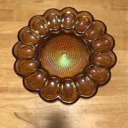 Vintage Tiara Amber Glass Deviled Egg Tray 