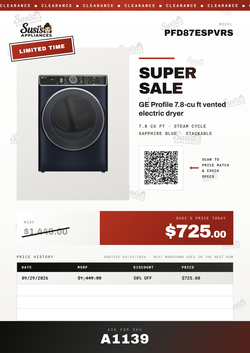 GE PFD87ESPVRS Electric Dryer
