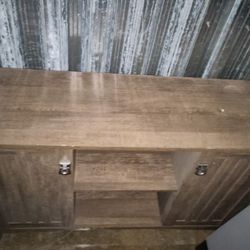 Walnut Hutch Media Entertainment Center Cabinet Display China  Dishes Wine 