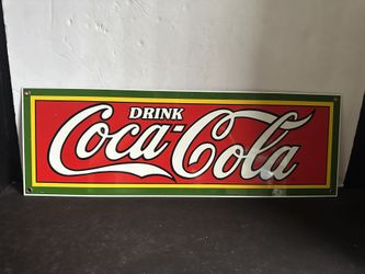 Vintage Coca-Cola Metal Sign Drink Coke Advertising 18” x 6” Retro Decor