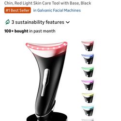 Dopsikn 7 Color Red Light Therapy Facial Massager w/ Adj Vibration Skin Care Tool w/Base, Black New