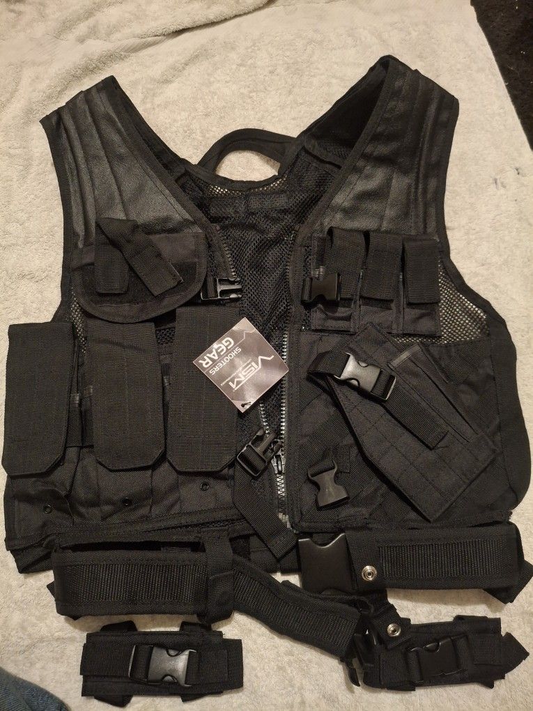 Security Guard,EMT,tactical Adjustable Vest,belt,all Pockets,etc,from Meduim To Large