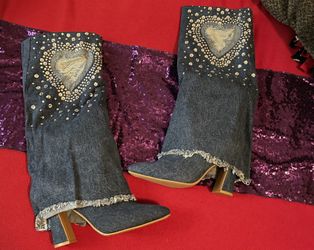 Rhinestone Jean Boots