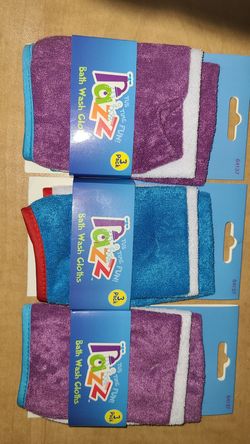 Razz Tub Time Fun Baby Bath Wash Cloths 3 Pack 9 count Blue White purple white colors