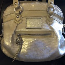 Coach Poppy Spotlight Sequins Bag Opal Pearl White Purse Ltd Edition Vintage