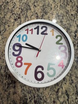 Kids Rainbow Wall Clock 8.75” Colorful Number Silent Quartz