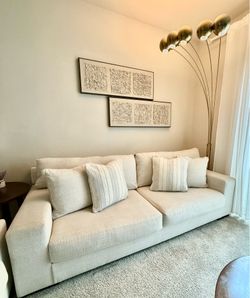 Ashley sofa set, coffee table, side tables, and 2 lamps — complete set.