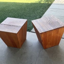 VINTAGE MID CENTURY CUBE END TABLES W STORAGE (SET OF 2)