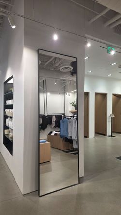 Oversized Commercial Black Steel Mirror 9' x 42" | Retail Store Display | Modern Industrial