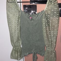Women Sage Green Peplum Top