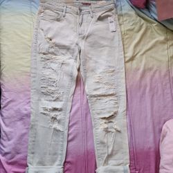 Anthropologie Slim Boyfriend Tan/Sand Colored Denim Jeans